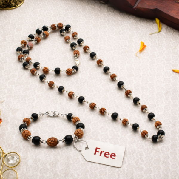 Rudraksha Karungali Mala + Free Rudraksha Karungali Bracelet